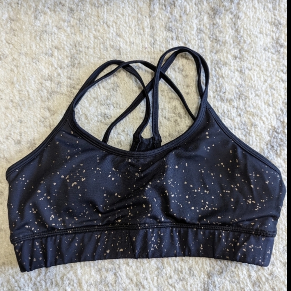 Buffbunny Black & Gold Rose Collection Sports Bra, size XS